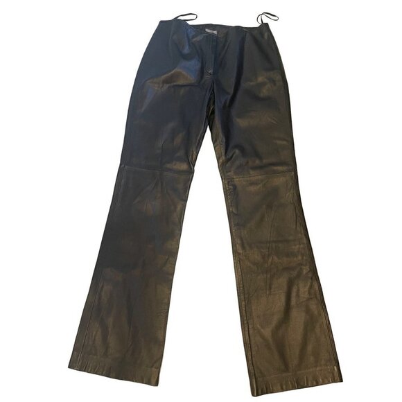 5/48 womens black genuine quality leather pants 30” waist  hip 38' ins leg 32 - Picture 6 of 6